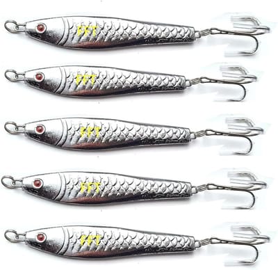 Spinner Lokken Set - Vis Aas - Boot Vissen - Chroom Zilver Afwerking - 5 x 60g - Zilver