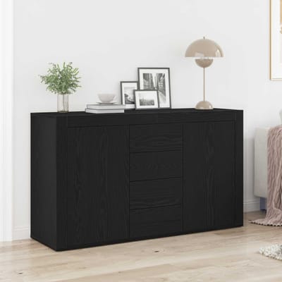 vidaXL - Dressoir - Zwart - Eiken - 120 - x - 36 - x - 69 - cm - Bewerkt - hout