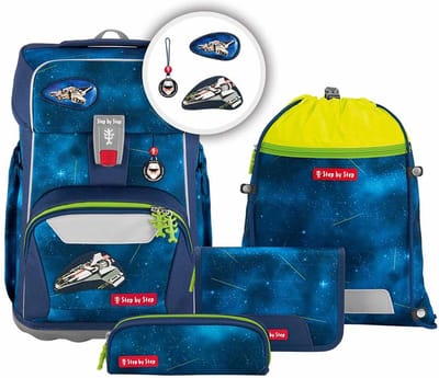 Step by Step Schooltas Giant Schulranzen-Set 5-delig Starship Galactus Donkerblauw