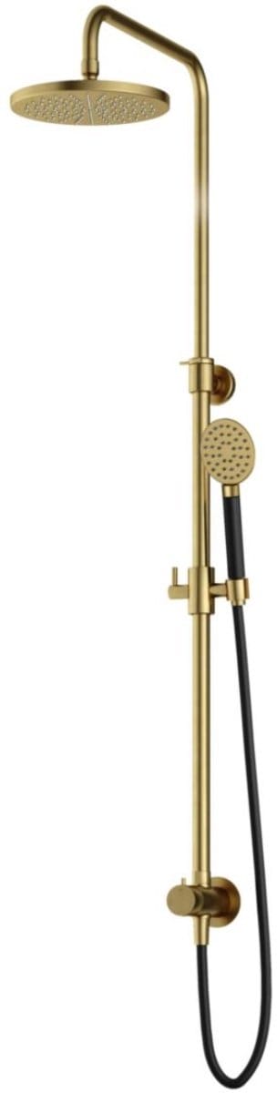 Hotbath Cobber - Stortdoucheset - 200 mm Hoofddouche - 360 mm Hartafstand - Glijstang - Rond Model Handdouche - Geborsteld Messing PVD - Opbouw - 1/2 Inch Aansluiting - V01