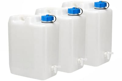 Jerrycan 35 Liter 3-Pack met Kraan voor Drinkwater – BPA-vrij – Water Jerrycans – Camping en Noodvoorraad