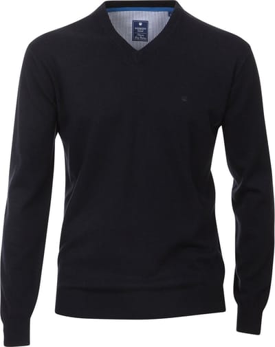 Redmond heren trui katoen - V-hals - marine blauw