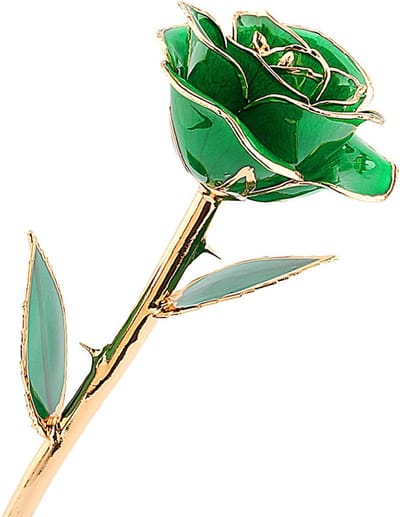 Gouden Roos - Eeuwige Bloemen - Cadeau Geven - 24k Goud Gedoopt - 30 cm - Groen