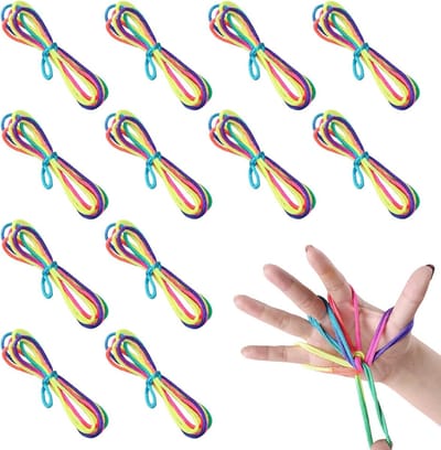Fingertwist Rainbow Rope - 12 stuks - Vingerspel voor kinderen - Basisschool spelletjes - Meisjes en jongens - Eerste schooldag vermaak