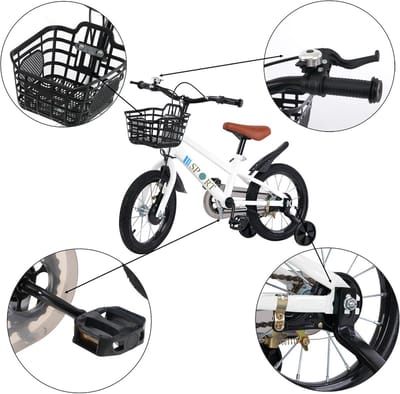 Kinderfiets - Loopfiets met trappers - Leren fietsen - Inclusief zijwieltjes - 16 Inch - Wit