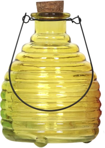 Luance Wespenvanger/wespenval met hengsel - glas - geel - D13 x H17 cm