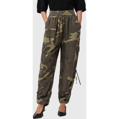 AllSaints Kaye Tencel Trouser Camo Green Taglia: XS | Pantaloni cargo Outlet | Donna | Verde