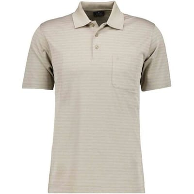 Ragman Polo Duo Fine Line Soft Knit Easy Care Beige / male