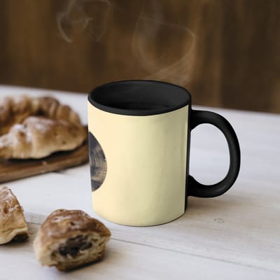 Magische Mok - Foto op Warmte Mokken - Koffiemok - Illustratie - Vinylplaat - Beige - Vintage - Magic Mok - Beker - 350 ML - Theemok
