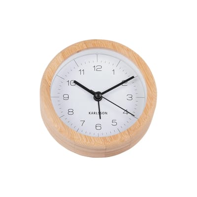 Karlsson Wekker Neat Round - Bamboe - Ø10cm - Modern - Wekker voor slaapkamer - Wekkers