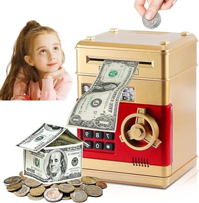 Digitale Spaarbox voor Kinderen met Wachtwoord, Automatische Spaarautomaat en Veiligheidsfunctie voor Geldbeheer