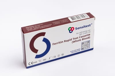 Ferritine Sneltest – 1 stuk – Zelftest voor ijzertekort – Drempel 30 ng/mL – Resultaat binnen 5 minuten – Inclusief lancet, alcoholpad, buffer & pipet
