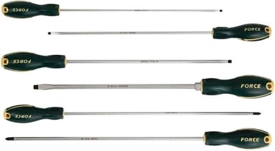 FORCE Schroevendraaier set extra lang (350 mm) Plat en kruiskop 6-delig