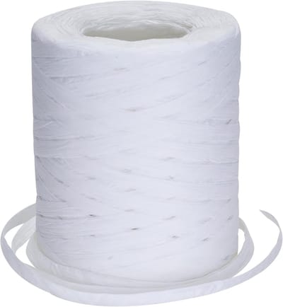 200m Wit Raffia Papierlint - Natuurlijk Bastband voor Cadeauverpakking, Knutselen en Tuinieren