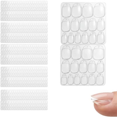 600 stuks zelfklevende nagelstickers, dubbelzijdige nagellijm, kunstnagels en press-on nagels, 15 maten, sterke hechting en gebruiksvriendelijk, 40 vellen