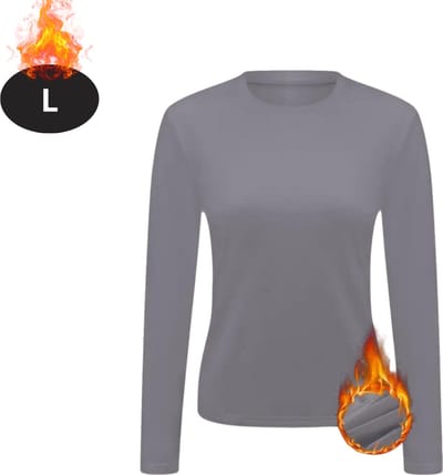 Bovista Thermokleding Dames - Thermoshirt - Polyester - Winter - Lange Mouwen - Lood - L