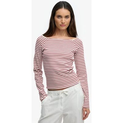 Langarm T-shirt met blote schouders voor vrouwen Superdry Bardot
