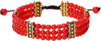 Kralen armband van 4mm – Rood – gevlochten touw met verstelbare knoopsluiting – geschikt voor vrouwen en mannen – yoga en energie stijl – ideaal als paarcadeau