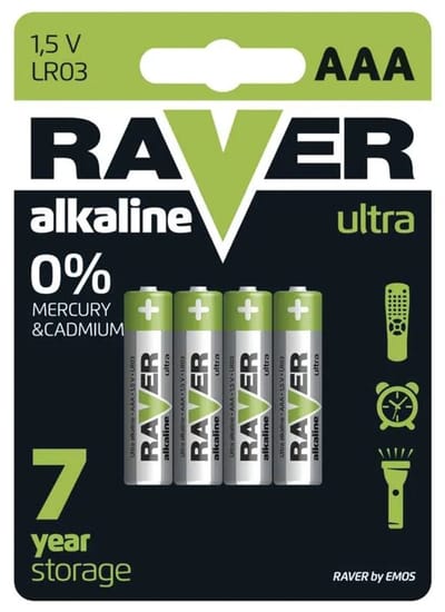 Raver Alkaline Batterijen AAA - Penlite LR03 - 1.5V - Blister van 4 stuks