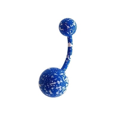 Aramat Jewels | Navelpiercings | Stalen navelpiercing met spetters | Fel Blauw | |8mm | Staal | Volwassenen | Verkleurd niet
