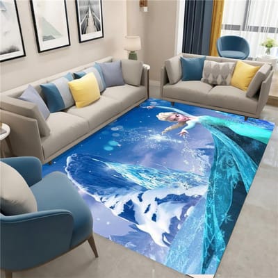 Frozen Elsa Sneeuwvlok Vloerkleed voor Meisjes Slaapkamerdecoratie Prinses Thema Kinderkamer Speelkamer Zachte Vloermat Cadeau voor Kinderen Fans 80*120cm
