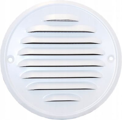 Ventilatierooster Wit - Rond Luchtrooster - Ventilatie Rooster - Schoepenrooster - 13 cm ø Buitenzijde - incl. Gaas