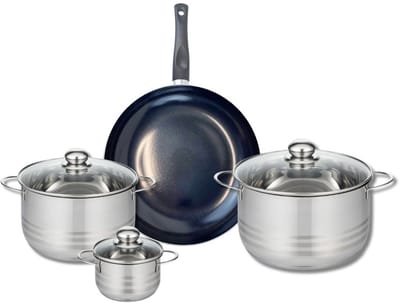 Set van 1 Koekenpan 28 cm en 3 kookpotten 12, 20 en 24 cm Elo Prima Brillant