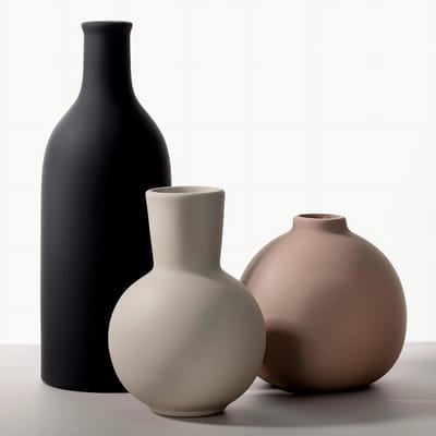 Dailygoods- Keramische Vazen Set van 3 - Handgemaakte Vazen - Woondecoratie - Bloemstukken - Tafel/Haardborddecoratie - Neutrale Kleur - Bloemenvase