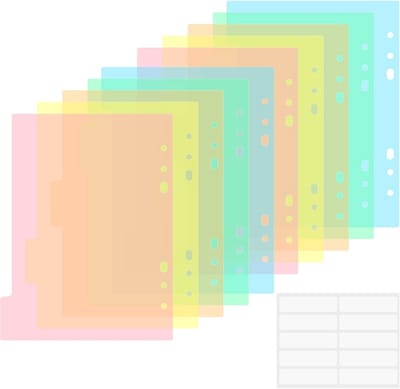 A5 formaat dividers voor 6-ring binders, 10 stuks met versterkte rand en tabs, ideaal voor indexeren, organisatie en archivering van documenten