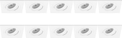 Spot Armatuur 10 Pack - Proma Borny Pro - GU10 Inbouwspot - Vierkant - Wit - Aluminium - Kantelbaar - 92mm