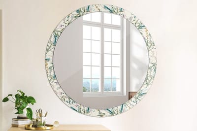 Coloray Bedrukte Spiegel - Aquarelbloemen Bedrukte Spiegel - 100 cm - Romig Bedrukte Spiegel - Bedrukte Spiegel - Spiegel Met Bedrukte Lijst - Spiegel Met Decoratie