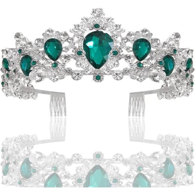 Nouvelle Couronne de Mariée Peignée Couronne Tiare Cristal Diamant Vert Accessoires de Mariage Peigne Couronne white