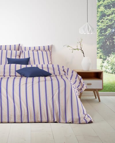 Mistral Home - DEKBEDOVERTREK - katoen renforcé - 140 x 200 cm + 65 x 65 cm - eenpersoons - strepen - Écru