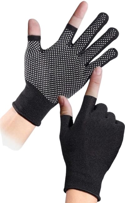 1 Paar Mutliuse Handschoenen I Met Anti Slip Grips I Outdoor I Fietshandschoen I Werkhandschoen I Open Vinger I One Size I Zwart