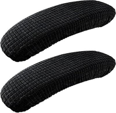 Dikke armleuningpads - 2 stuks - bureaustoel armsteun hoes - rekbare armpad - draaibare hoes - beschermers - stretch zwart - gebogen - elastische waterdichte mouw - wrap deken - slip voor thuisrust - bureau draaibaar - ergonomisch ontwerp