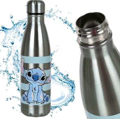 DISNEY Stitch Waterfles, roestvrijstalen fles, fles 450 ml