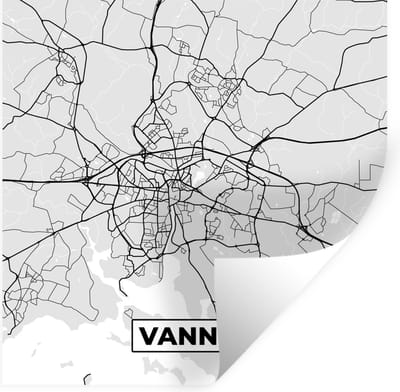 Muurstickers - Sticker Folie - Stadskaart - Frankrijk - Kaart - Vannes - Plattegrond - 100x100 cm - Plakfolie - Muurstickers Kinderkamer - Zelfklevend Behang XXL - Zelfklevend behangpapier - Stickerfolie