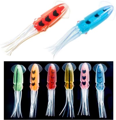 Set van 6 nepsquid aas, bionische squid aassoorten, siliconen kunstaas, krachtige vislures en effectieve visgerei.