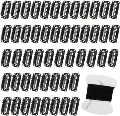 Dailygoods- Pruikclips 50 stuks - U-vormige Metalen Clips - Haarverlengingen - Siliconen Bescherming - Koolstofstaal - 3,3 x 1,6 cm - Haarklemmen