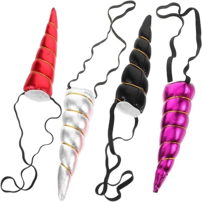 Set van 4 Eenhoorn Hoofdbanden voor Kinderen en Honden, Paard Kostuums, Feestaccessoires met Roze Hoorns