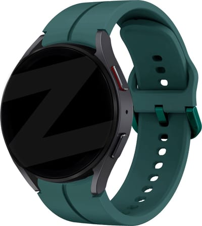 Bandz siliconen band 'Extreme' geschikt voor Samsung Galaxy Watch 7 (40 & 44mm) / Galaxy Watch 6 (Classic) / 5 40mm & 44mm / 5 Pro / Watch 4 (Classic) / Watch FE - Siliconen smartwatch bandje met gespsluiting - donkergroen