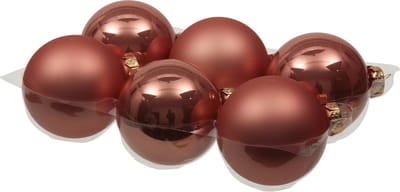 Othmar Decorations Kerstballen - 6x st - koraal roze - 8 cm - glas - mat/glans - kerstversiering