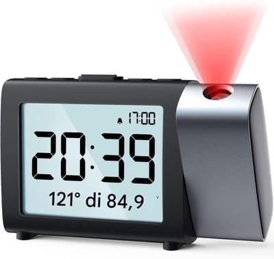 GELLDG Wekker - Projectorwekker - Digitale projectorwekker - Digitale wekker met instelbaar volume - Adapter en batterijen niet inbegrepen - Geschikt voor kinderen, ouderen, slaapkamers, nachtkastjes en kantoren - Zwart