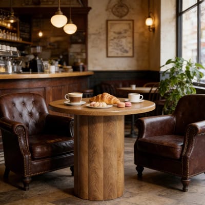 Bijzettafel - Rond - Moderne Vergadertafel - Stijlvol - Hout - Bruin