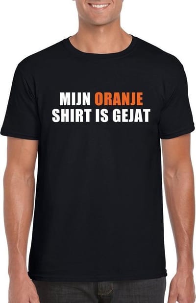 Mijn oranje shirt is gejat t-shirt zwart heren M