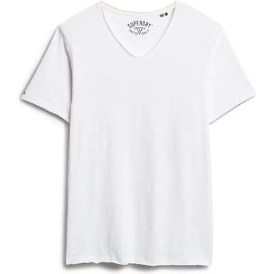 T-shirt gemêleerd met V-hals en raw edges Superdry
