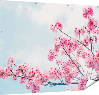 Gards Tuinposter Roze Bloesemboom - Bloemen - 150x120 cm - Tuindoek - Tuindecoratie - Wanddecoratie buiten - Tuinschilderij