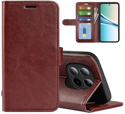 MobyDefend Hoesje - Geschikt voor Xiaomi Redmi Note 15 5G - Wallet Book Case (Sluiting Achterkant) - Bruin