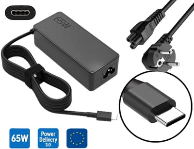 USB-C laptop oplader 65W – Power Delivery 3.0 – met EU-netsnoer – adapter geschikt voor o.a. Lenovo, Dell, HP, Asus, MacBook
