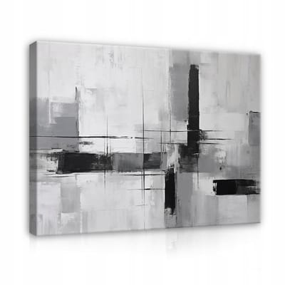 WALLARENA - Canvas schilderij - 100x70 cm - grote moderne abstracte muurdecoratie in grijs voor de woonkamer